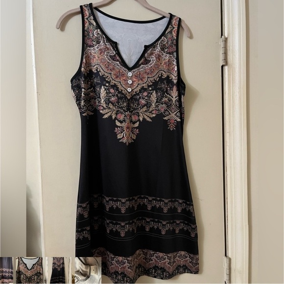 Dress of Elegant Black, Brown and Gold Gradient Fabric Medium - Picture 1 of 5